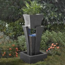 Sculptural Raining Water Fountain with Planter