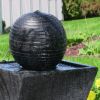Black Canon Ball Tower Solar Floor Fountain