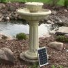 Pedestal Two Tier Solar-On-Demand Bird Bath Fountain