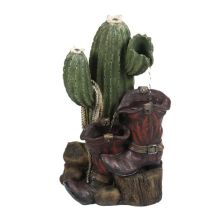 Cactus, Rope, and Cowboy Boot Water Fountain