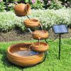 Solar Natural Terracotta Cascading Fountain