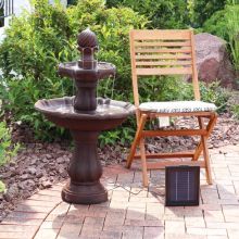 Two Tier Swirl Top Solar-On-Demand Fountain (Color: R-Rust)