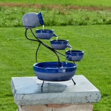Aibek Ceramic  Solar Cascade Fountain (Color: Royal Blue)