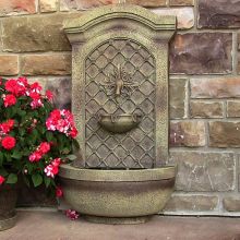 Rosette Solar-On-Demand Wall Fountain (Finishes: Florentine Stone)