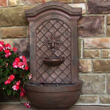 Leyland Leaf Rosette Garden Wall Fountain (Material: Dark Brown)