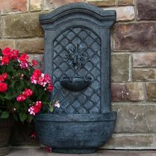 Leyland Leaf Rosette Garden Wall Fountain (Material: Dark Gray)
