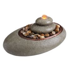 Mirra Oceanside Relaxation Small Lit Fountain (Color: Gray)