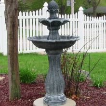 Olen Two Tier Solar-On-Demand Garden Fountain (Color: BLK-Black)