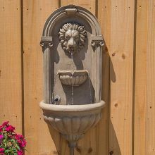 Royal Lion Outdoor LED Wall Fountain (Material: Sandstone)