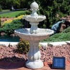 Two Tier Swirl Top Solar-On-Demand Fountain (Color: White)