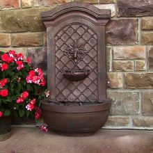 Rosette Solar-On-Demand Wall Fountain (Finishes: Weathered Iron)